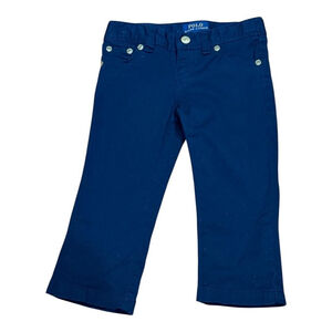 Polo Ralph Lauren Pants Girls 3T Navy Blue Chino Pink Pony Embroidered Cotton